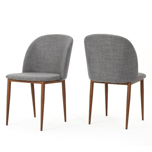 Noble House Anastasia Light Grey Metal Upholstered Dining Chairs (Set of 2)