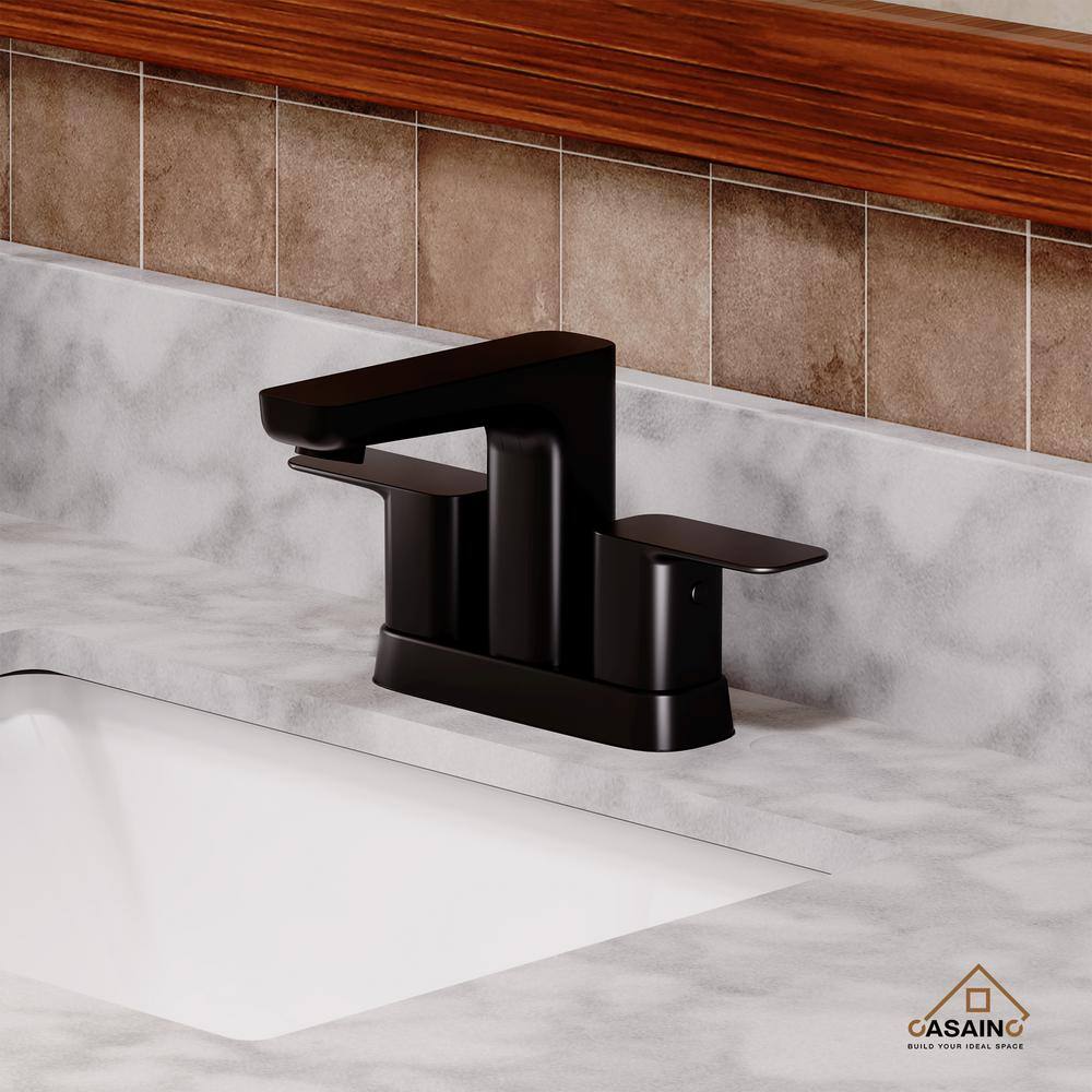 Matte Black Double Handle Mid Arc Bathroom Faucet