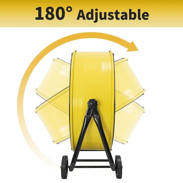 HICFM 24 in. Yellow BLDC Drum Fan, 8800 CFM, High Efficiency EC Motor, Variable Speed Control, Low Noise, UL Listed