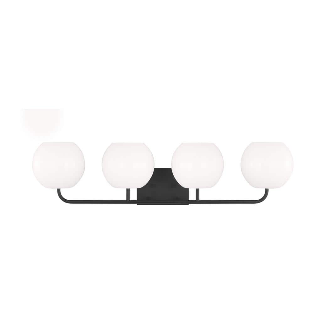 Doraville Extra Large 34 in. 4-Light Midnight Black Bathroom Vanity Light with Opal Glass Shades price history on PriceWatchPro