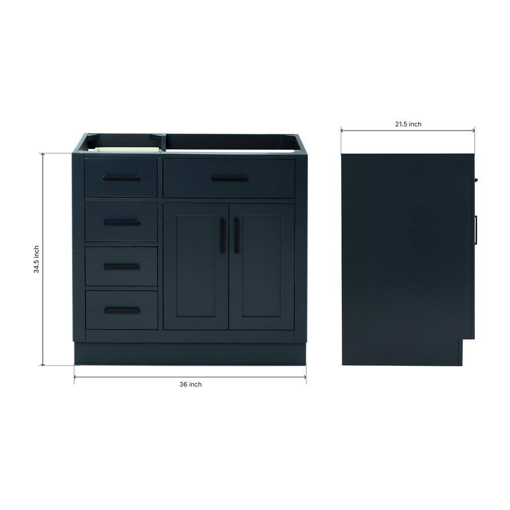 Midnight Blue Hardwood Freestanding Vanity Cabinet, 36"