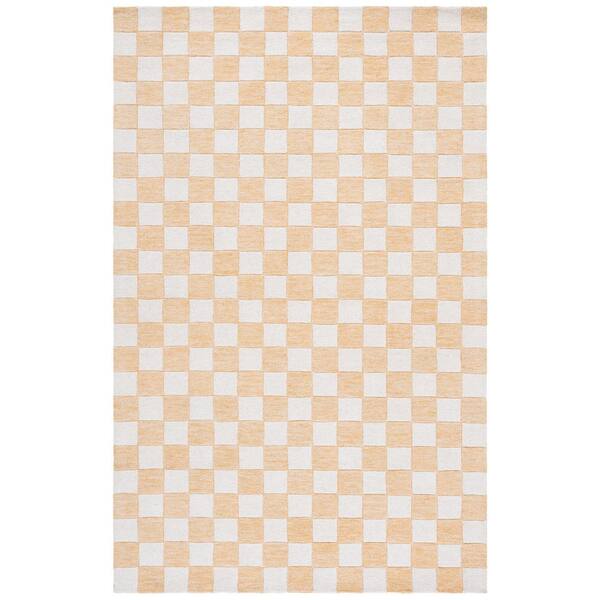 Ebony 4 ft. x 6 ft. Gold/Ivory Check Area Rug