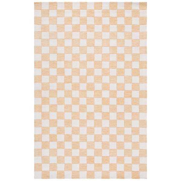 Ebony 8 ft. x 10 ft. Gold/Ivory Checkered Geometric Area Rug