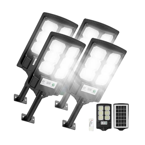 Low Voltage Black Solar Motion Sensing Dusk to Dawn Super Bright LED Waterproof Path Light Wide Angle w/ Remote (4-Pack)