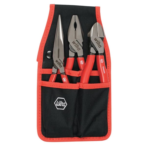 Classic Grip Pliers and Cutters Set in Belt Pouch (3-Piece)