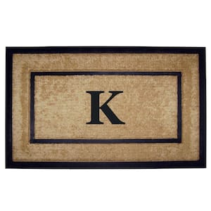 DirtBuster Single Picture Frame Black 22 in. x 36 in. Coir with Rubber Border Monogrammed K Door Mat
