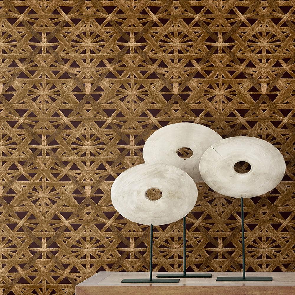 Pecan Rattan Lattice Peel and Stick Wallpaper