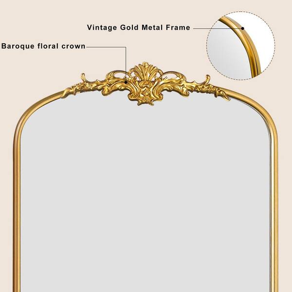 LuxHomez 24 in. W x 36 in. H Gold Arch Vintage Metal
