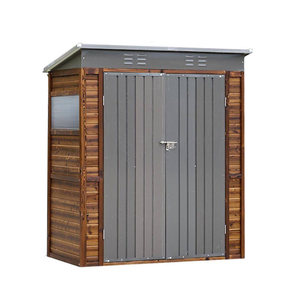 5 ft. W x 3 ft. D Outdoor Storage Iron-Wood Shed with Vents, Windows, Roof and Doors (15 sq. ft.) price history on PriceWatchPro