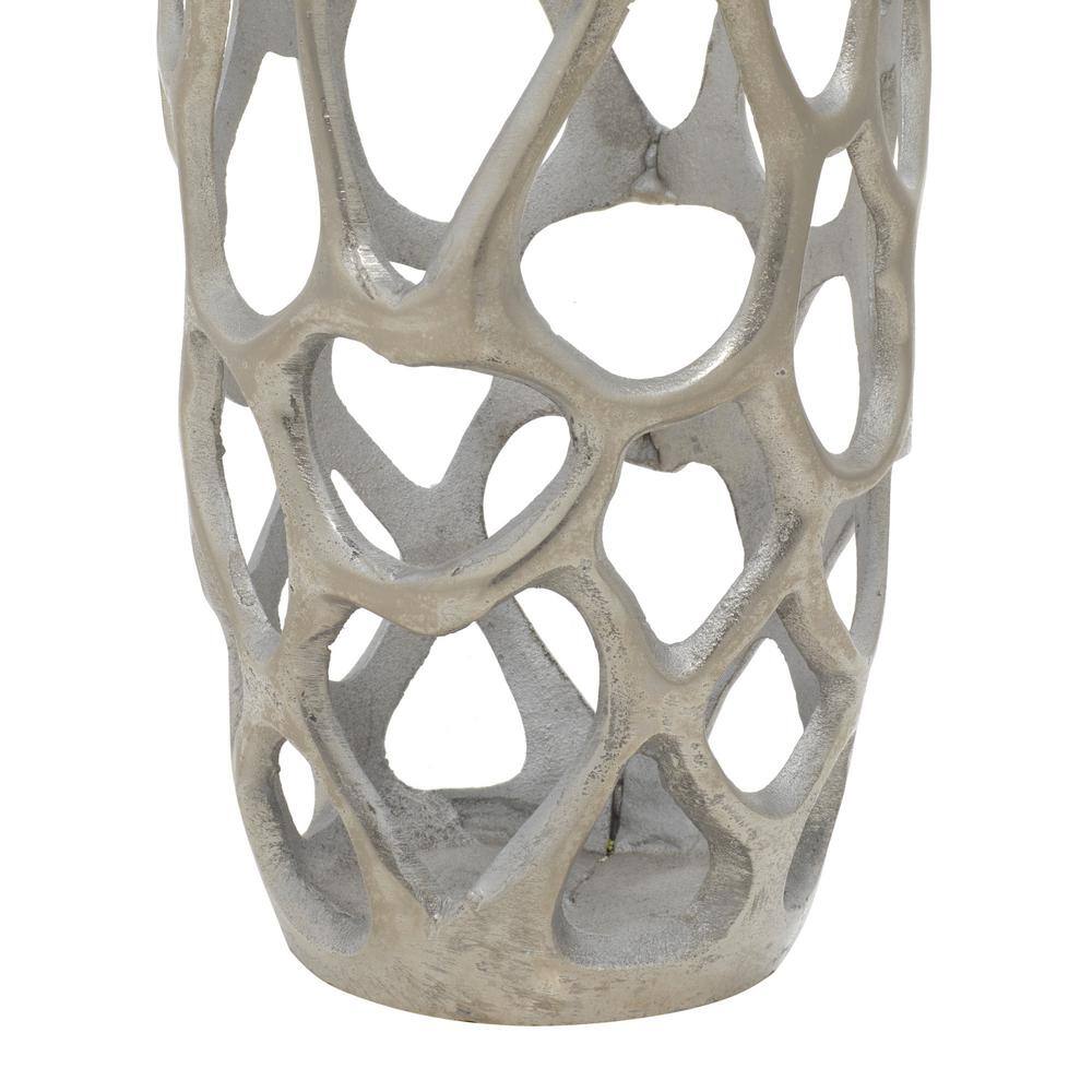 Silver Coral Open Design Aluminum Floor Vase