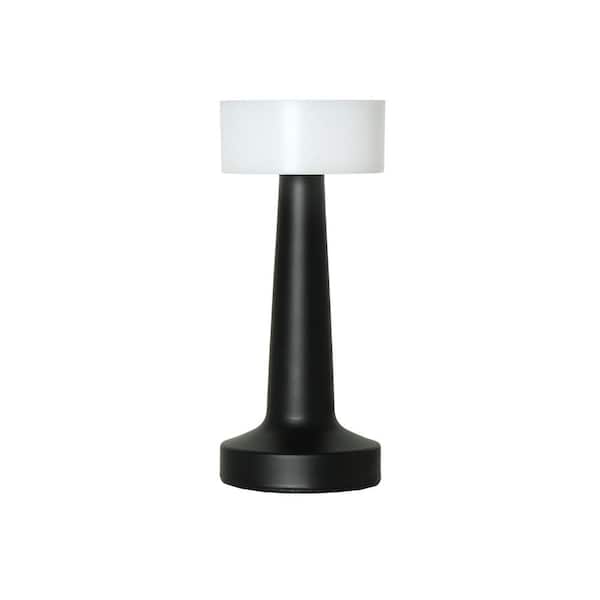 Simple Designs 8.5 in. Mushroom Magic Dimming and Rechargeable Cordless 4-Way Touch Sensor Saucer Novelty Desk Lamp, Black