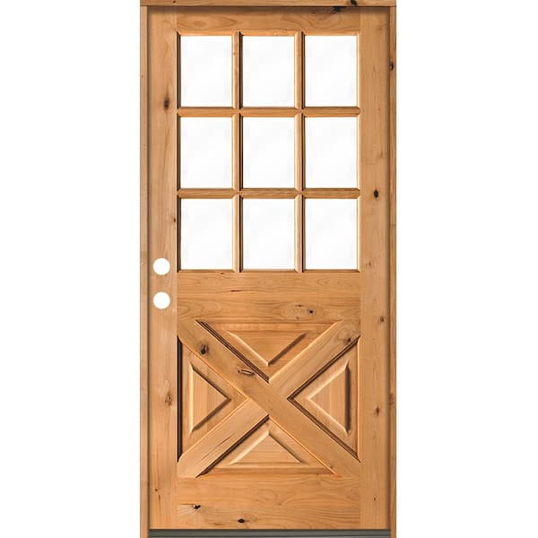 Krosswood Doors 36 in. x 80 in. Knotty Alder Right-Hand/Inswing X-Panel 1/2  Lite Clear Glass Clear Stain Wood Prehung Front Door  PHED.KA.559X.30.68.134.RH.512.CL - The Home Depot