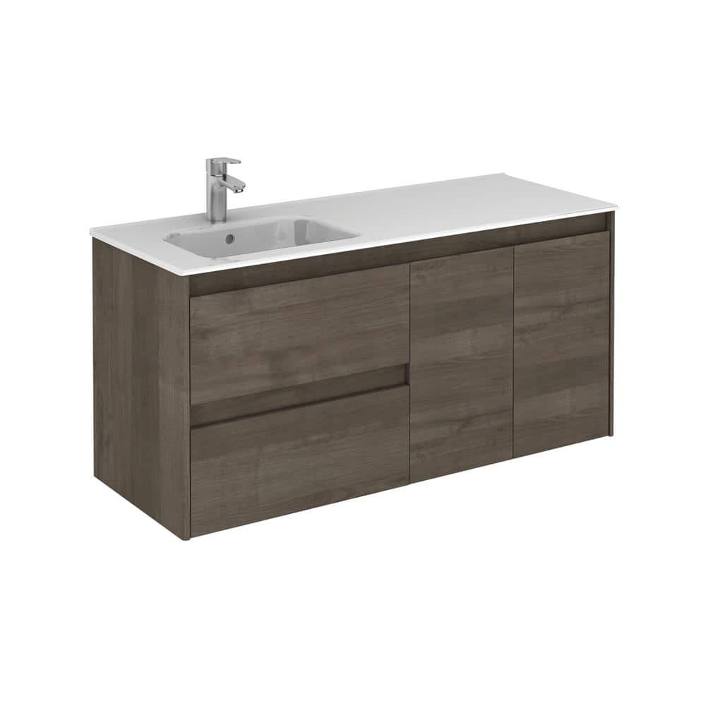 Ambra 48'' Samara Ash Wall-Mounted Single Sink Vanity with Glossy White Top