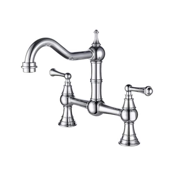 matrix decor 8 Widespread Double Handle Bathroom Faucet with Traditional Handles in Chrome