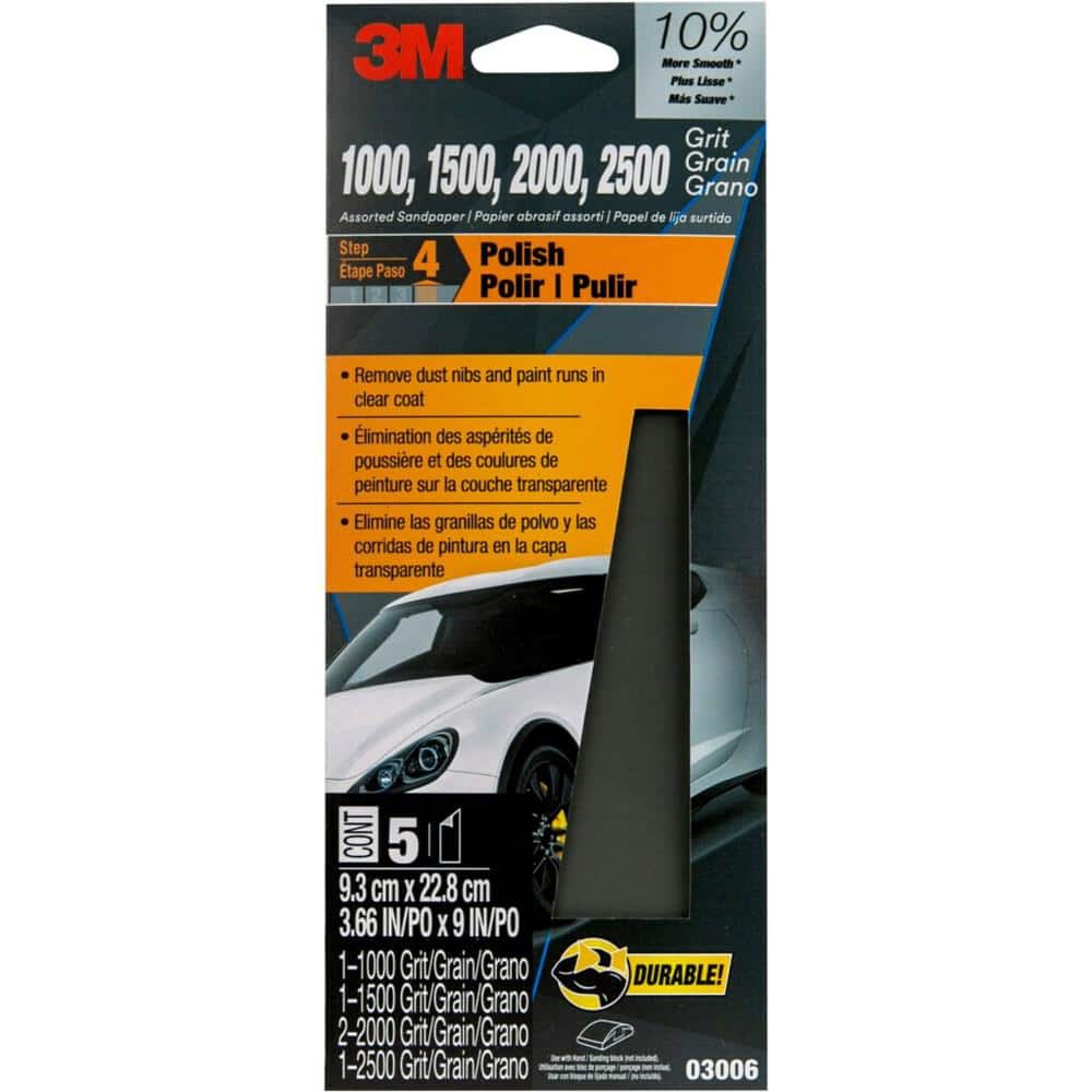 Wetordry 3-2/3 in. x 9 in. Assorted Grit (1000, 1500, 2000 and 2500) Sandpa