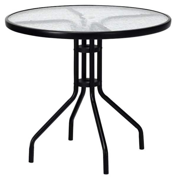 Kadehome Round Metal Outdoor Bistro Table with Umbrella Hole