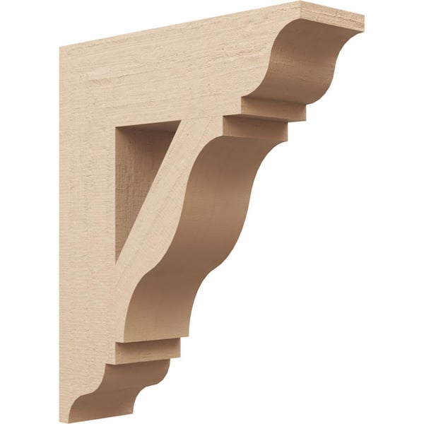 Ekena Millwork 5.5 in. x 24 in. x 20 in. Funston Traditional Rough Cedar Woodgrain Timberthane Polyurethane Bracket, Primed Tan