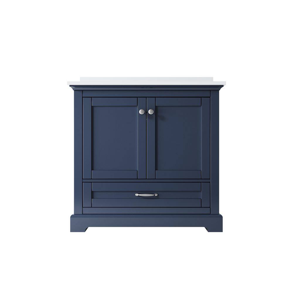 36 in. Freestanding Solid Wood Navy Bath Vanity with White Cultured Marble Top Assembled, Soft-close Door and Drawer price history on PriceWatchPro