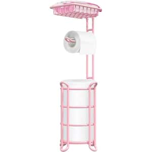 Pink Toilet Paper Holder Stand Tissue Holder for Bathroom Floor Standing Toilet Roll Dispenser Storage