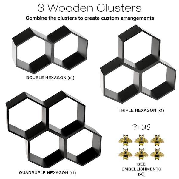 EXCELLO GLOBAL PRODUCTS Excello Hexagon Honeycomb Wall Mounted