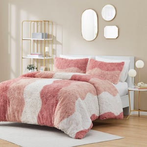 Bridget 3-Piece Blush Multi Microfiber Full/Queen Duvet Cover Set