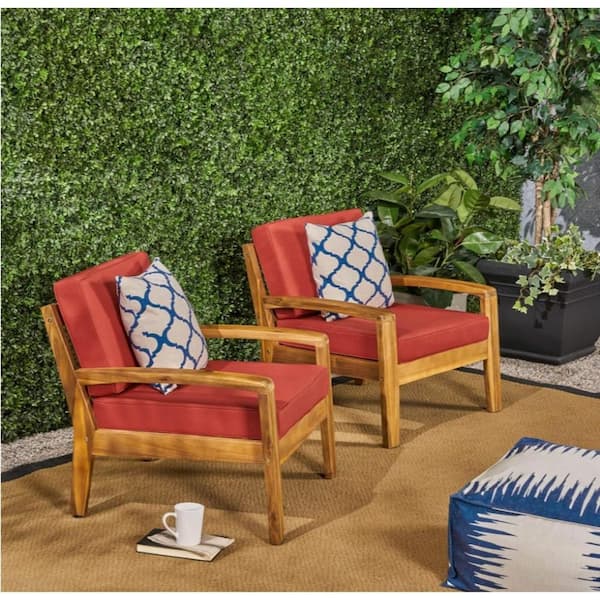 Natural Teak Outdoor Lounge Chair with Neutral Cushions​