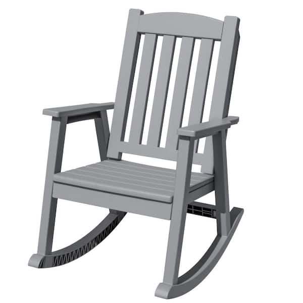 Tozey Gray Plastic Patio Outdoor Rocking Chair