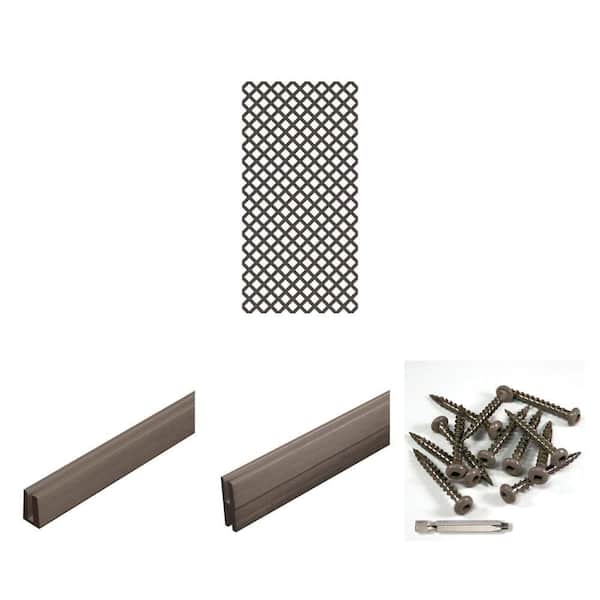 4 ft. x 8. ft Espresso Classic Diamond Vinyl Lattice Panel with Color Matched Screws, Cap and Divider Molding