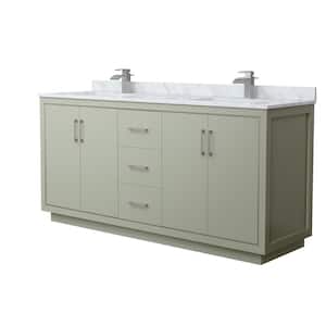 Icon 72 in. W x 22 in. D x 35 in. H Double Bath Vanity in Light Green with White Carrara Marble Top