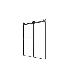 56-60 in.W x 76 in.H Frameless Sliding Glass Shower Door in Matte Black With 3/8 in.(10mm) Clear Tempered Glass