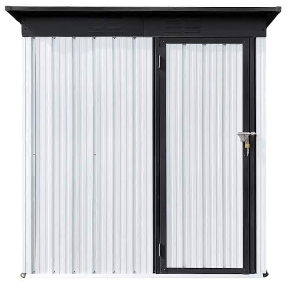 Zeus & Ruta 5 ft. W x 3 ft. D White Outdoor Storage Sheds, Metal Garden Sheds with Lockable Doors Waterproof Roofs, (15 sq. ft. )