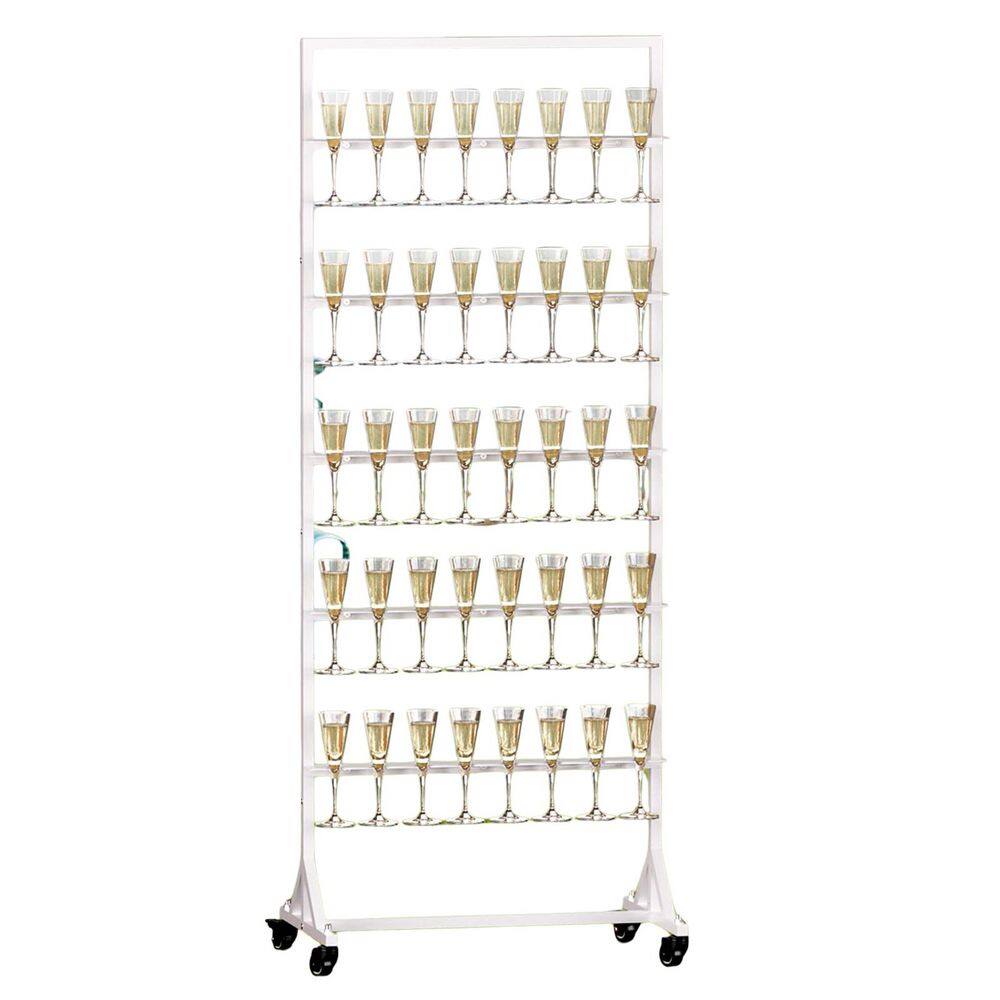 Anqtovp White Freestanding 5-Tier Metal Wine Glass Rack with Swivel ...