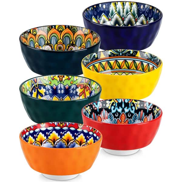 12 oz Ceramic Small Soup Bowls Set of 6-pcs, 4.7 in Dia, Bowls for Cereal Soup Oatmeal, Dishwasher Safe