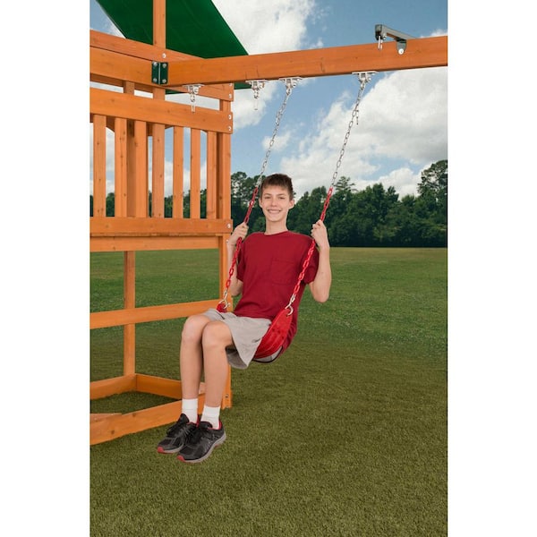 PLAYBERG Outdoor Playground Kids Heavy Duty Swing Seat, Eva Belt Swing with Rope for All Ages Green