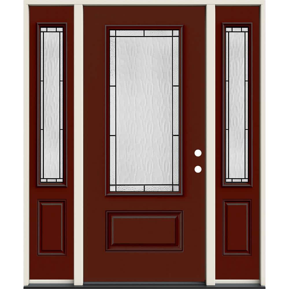 60 in. x 80 in. Left-Hand 3/4 Lite Decorative Glass Wendover Black Cherry Fiberglass Prehung Front Door w/Sidelites price history on PriceWatchPro