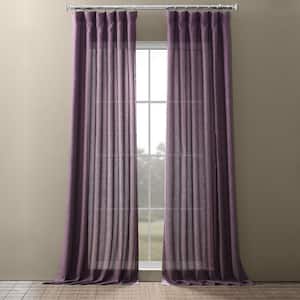 Stormy Purple Solid Rod Pocket Sheer Curtain - 50 in. W x 84 in. L
