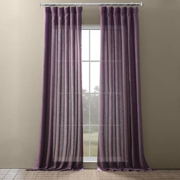 Exclusive Fabrics & Furnishings Stormy Purple Solid Rod Pocket Sheer Curtain - 50 in. W x 84 in. L