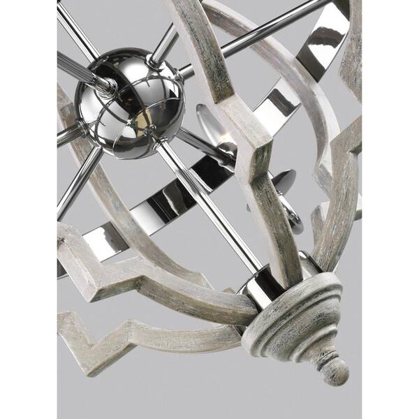 Sea Gull Lighting Socorro 40 in. W 6-Light Washed Pine Chandelier
