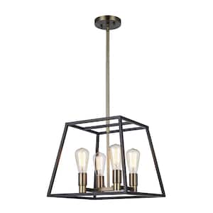 Adams 4-Light Oil Rubbed Bronze Pendant Light Fixture with Caged Metal Shade