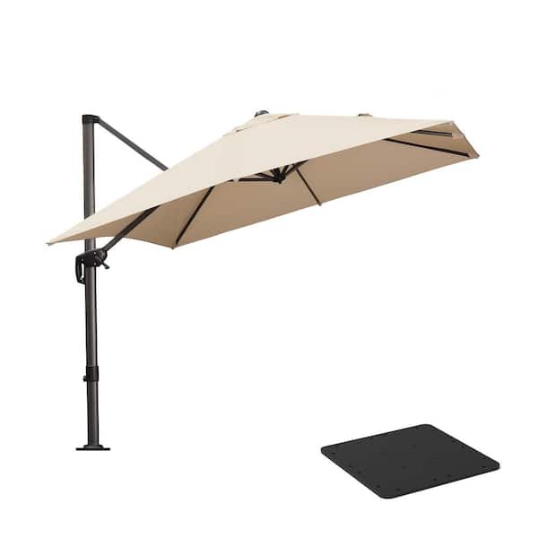 PURPLE LEAF 9 ft. Square Aluminum Outdoor Patio Cantilever Umbrella