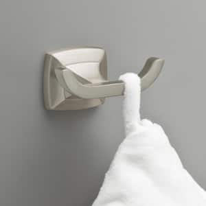 Portwood Double Towel Hook Bath Hardware Accessory in Brushed Nickel