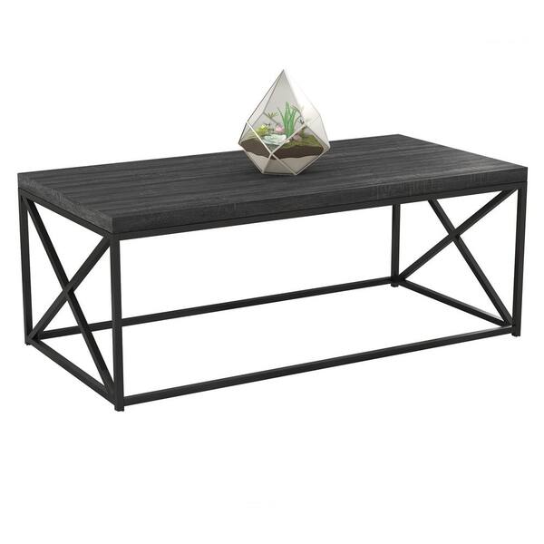 Safdie & Co. Cozy Home 44 in. Gray Large Rectangle Wood Coffee Table