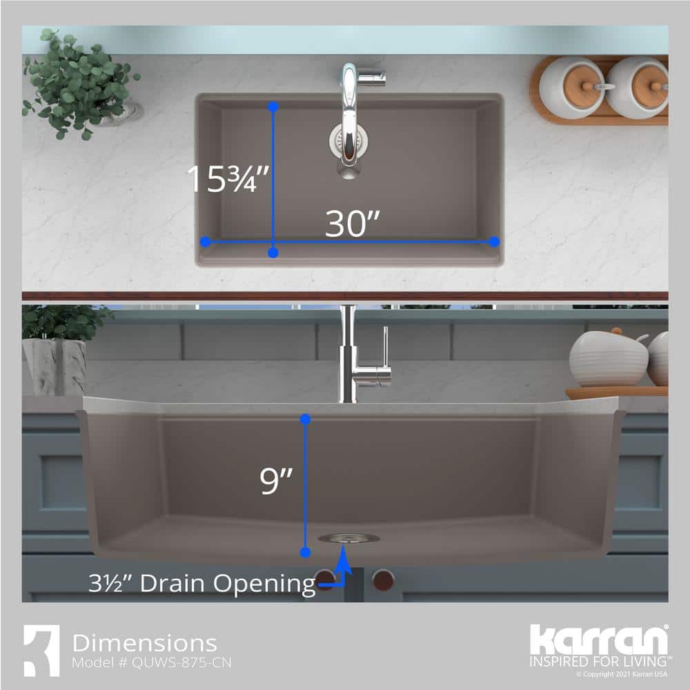 Concrete Quartz Single Bowl Undermount Workstation Sink