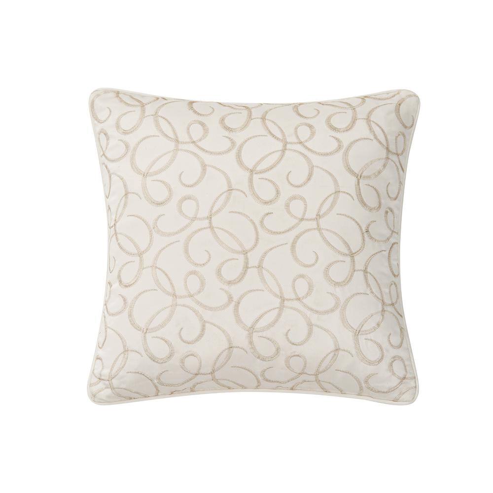 Blue and Ivory Embroidered Polyfill Throw Pillow Set