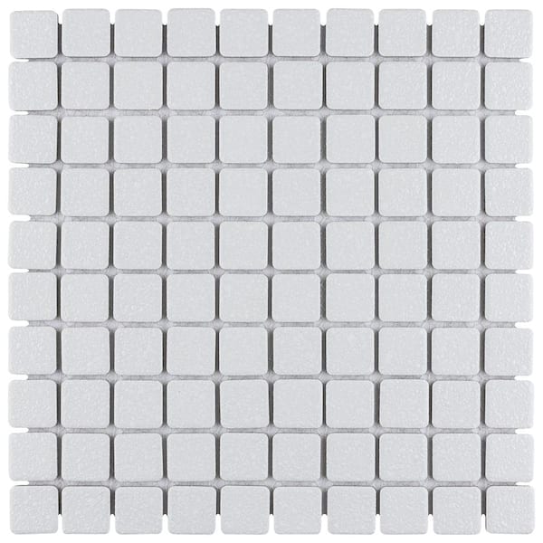 Crystalline Square White 6 in. x 6 in. Porcelain Mosaic Take Home Tile Sample