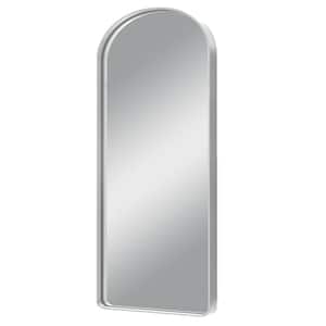 32 in. W x 71 in. H Aluminium Alloy Deep Modern Arch Framed Full Length Mirror with Rounded Corner in Silver