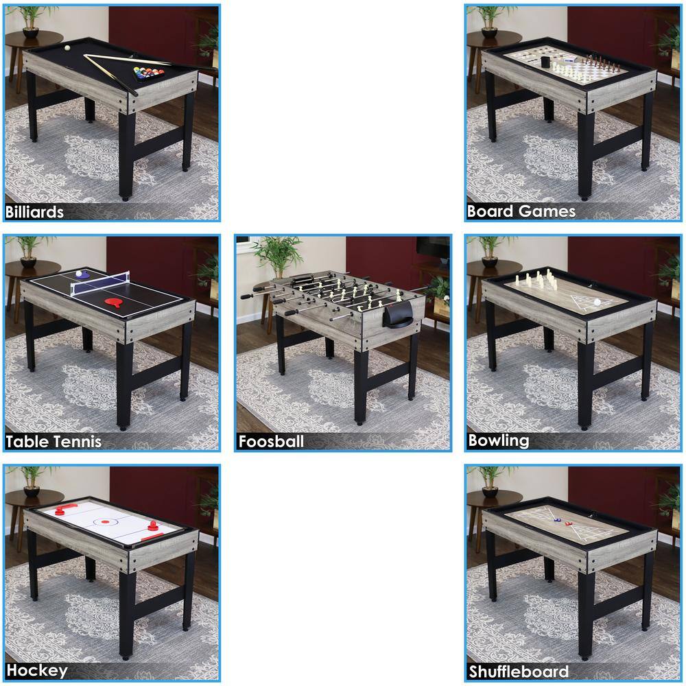 Classic Wood Stain 10-in-1 Multi-Game Table with Foosball and Billiards