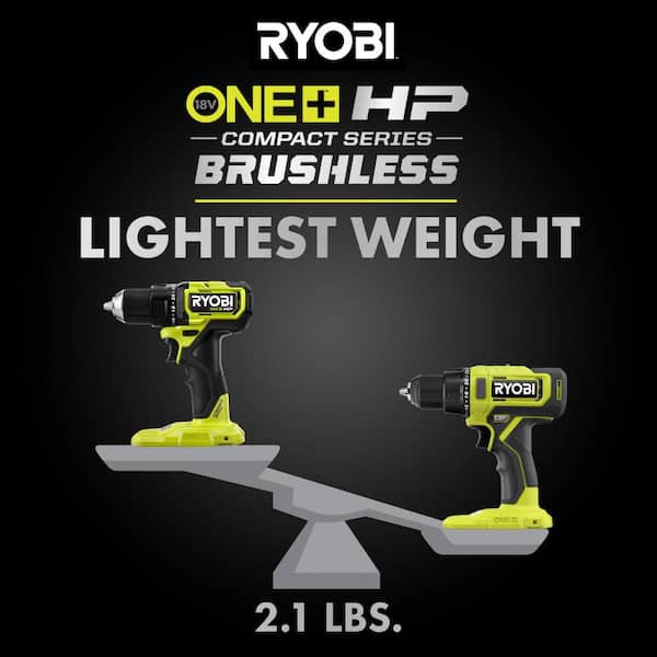RYOBI - ONE+ HP 18V Brushless Cordless Compact 1/2in. Drill/Driver Kit with (2) 1.5 Ah Batteries and Charger