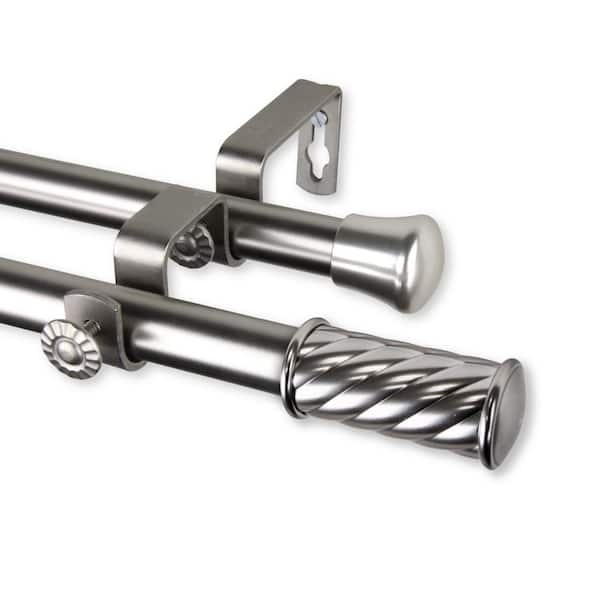 Rod Desyne Grip 120 in. - 170 in. Double Curtain Rod in Satin Nickel