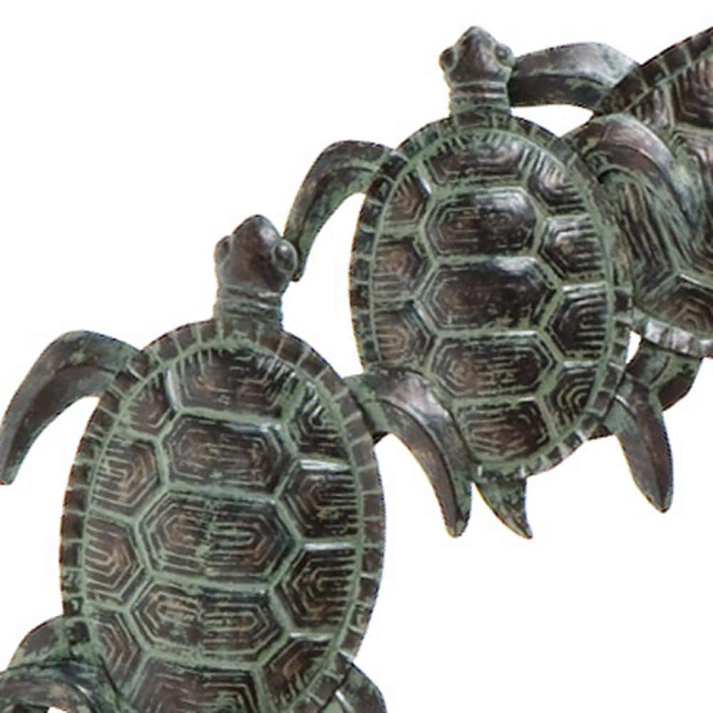 Hand-Painted Green and Black Metal Sea Turtle Wall Sculpture